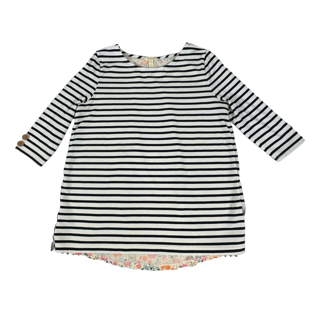 Matilda Jane Joanna Gaines Tunic Medium Black White Striped Floral Open Back